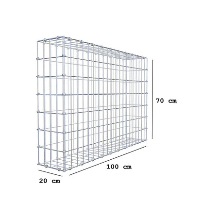 Gabione 100 cm x 70 cm x 20 cm (L x H x T), Maschenweite 5 x 10 cm, Spiralring
