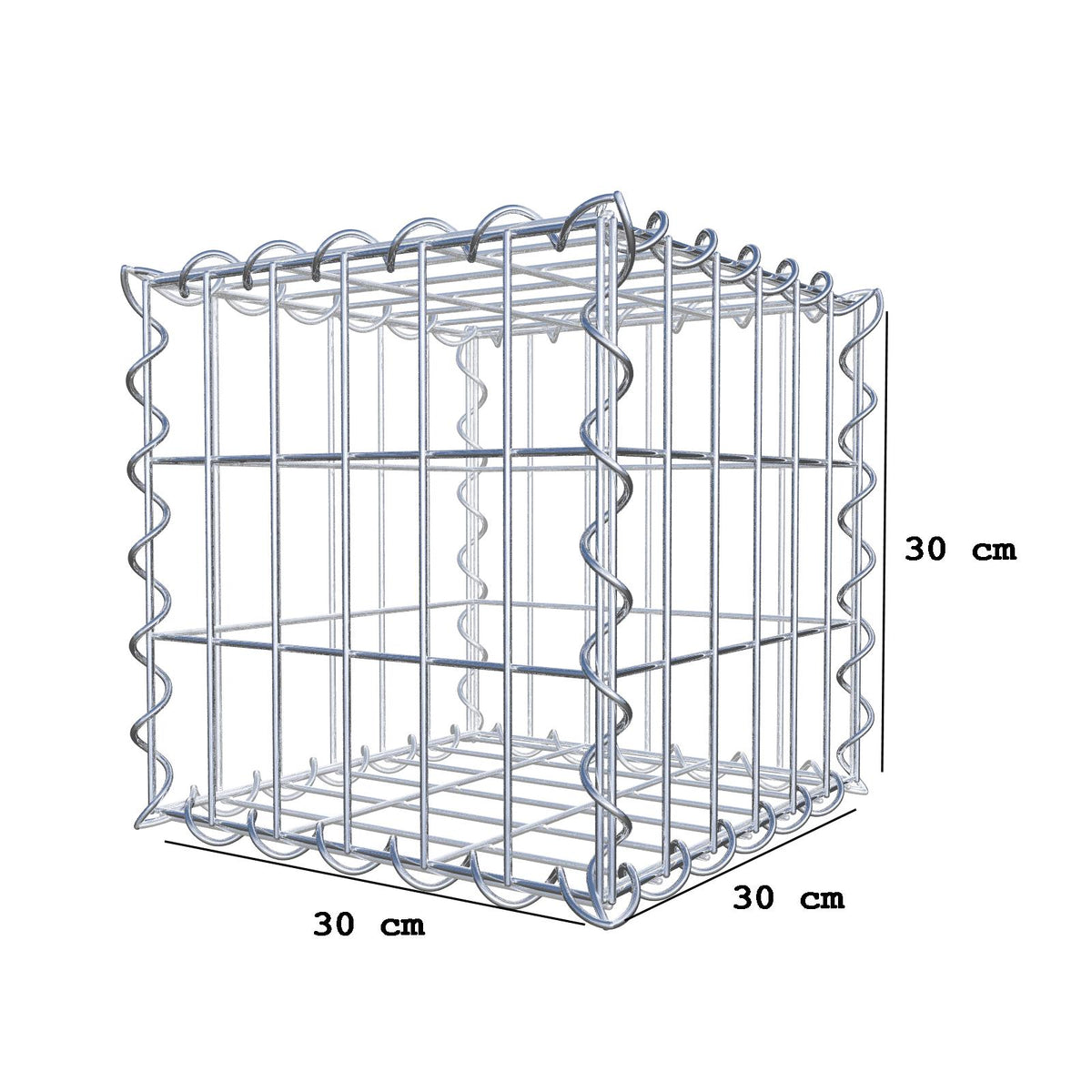 Gabione 30 cm x 30 cm x 30 cm (L x H x T), Maschenweite 5 cm x 10 cm, Spirale