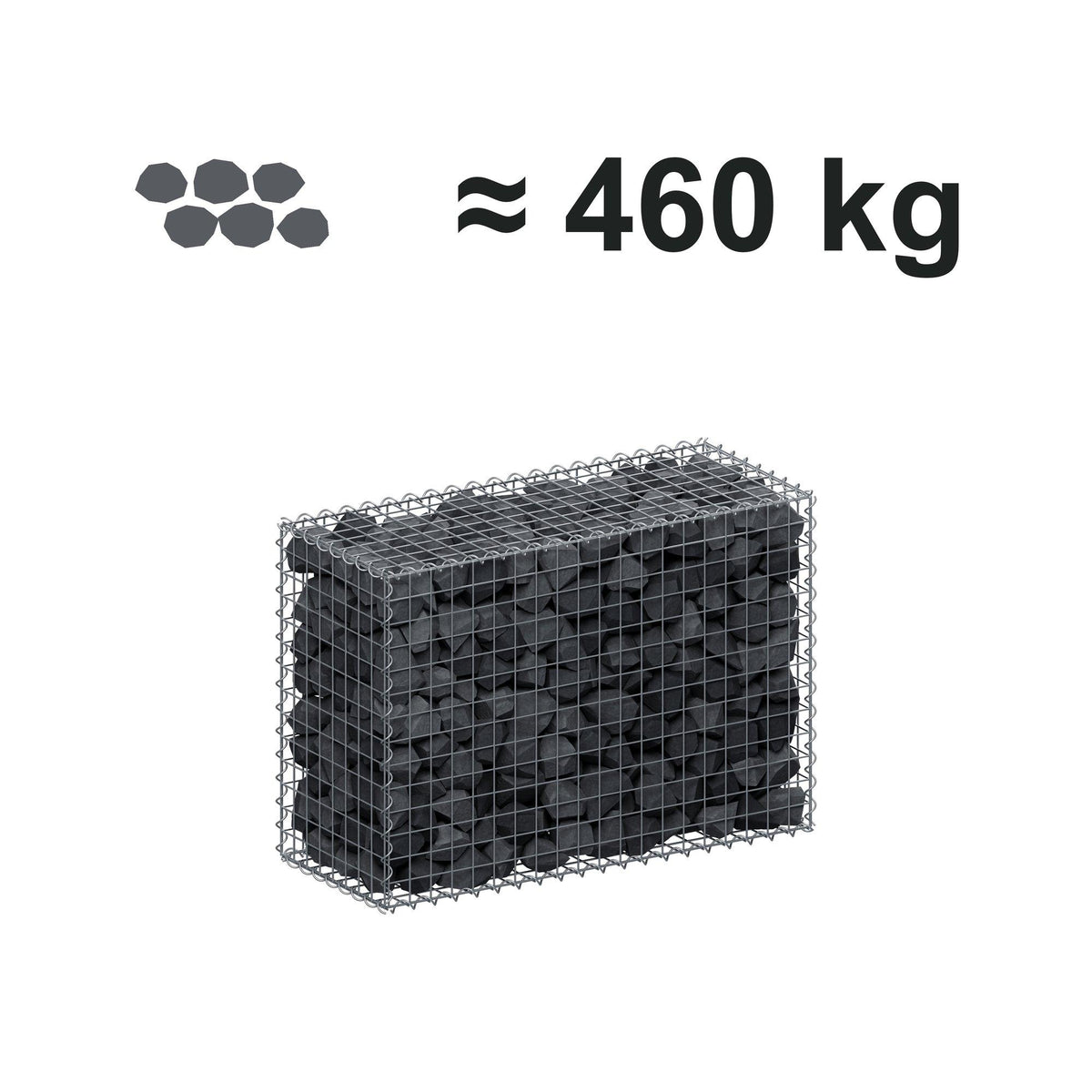 Gabion 100 cm x 70 cm x 40 cm (L x H x D), maskestørrelse 5 cm x 5 cm, spiral