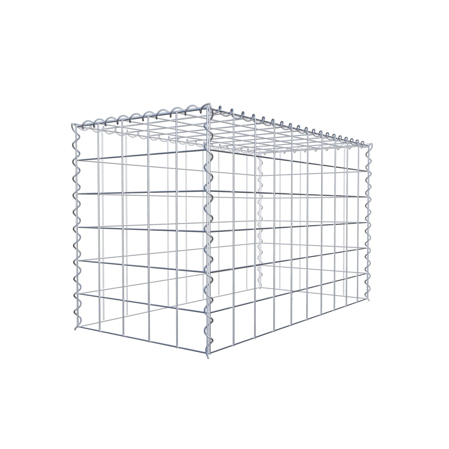 Opbouw schanskorf type 3 100 cm x 60 cm x 50 cm (L x H x D), maaswijdte 10 cm x 10 cm, spiraal