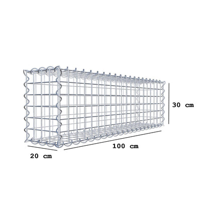 Gabion 100 cm x 30 cm x 20 cm (L x H x D), mesh size 5 cm x 5 cm, spiral