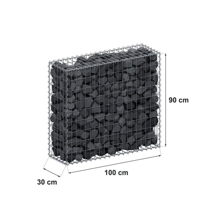Gabião 100 cm x 90 cm x 30 cm (C x A x P), malhagem 5 cm x 10 cm, espiral