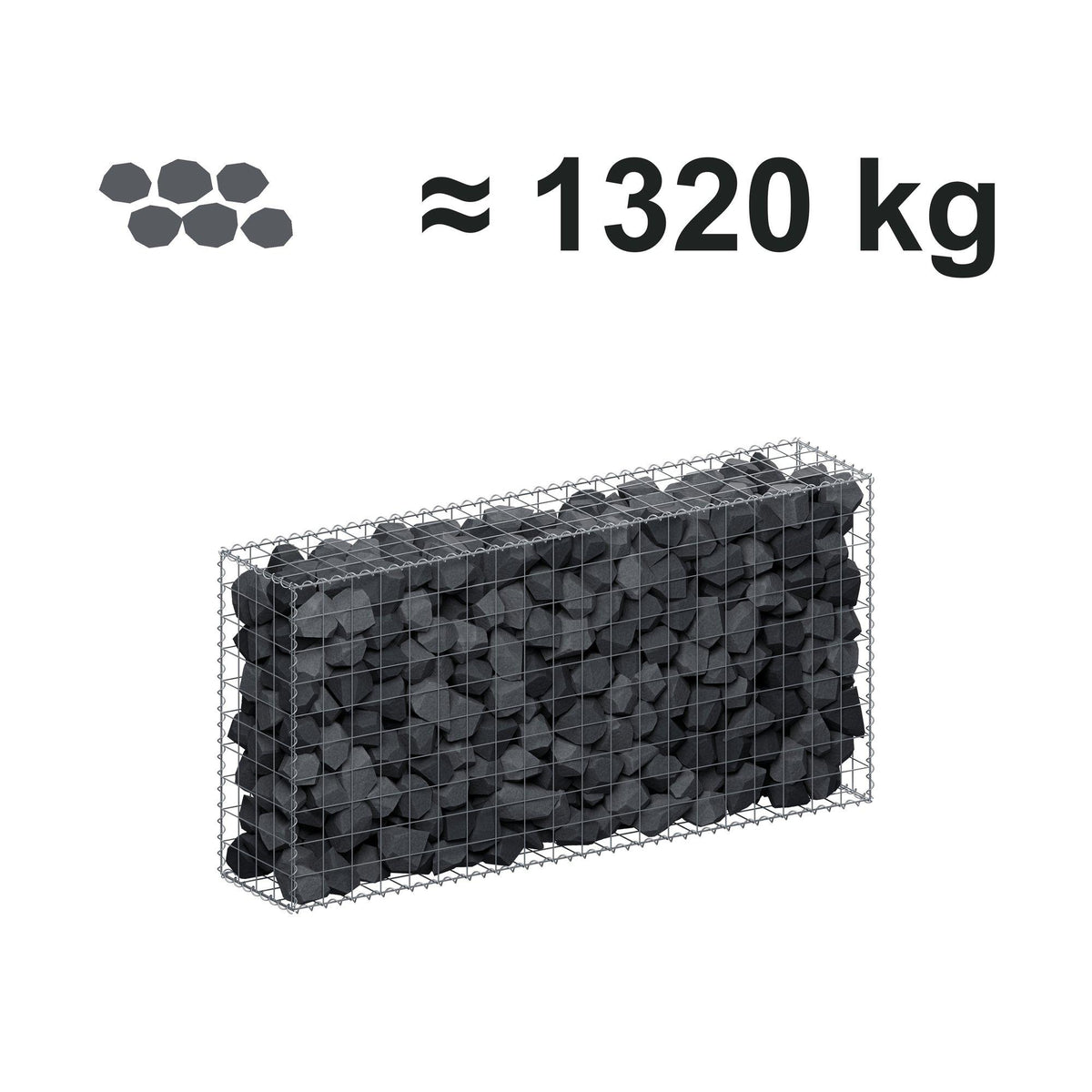 Gabion 200 cm x 100 cm x 40 cm (L x H x D), mesh size 10 cm x 10 cm, spiral