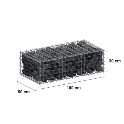 Gabion 100 cm x 30 cm x 50 cm (L x H x D), maskstorlek 5 cm x 5 cm, spiral