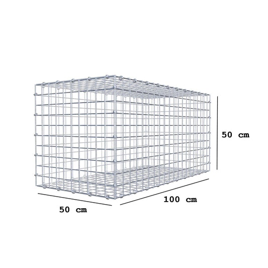 Gabião 100 cm x 50 cm x 50 cm (C x A x P), malhagem 5 x 5 cm, anel espiral
