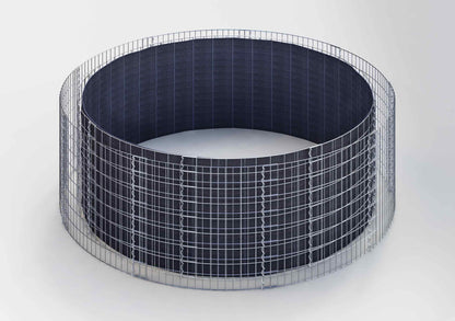 Rund højbed, udvendig diameter 322 cm, højde 50 cm, maskestørrelse 5 x 5 cm, vægtykkelse 15 cm