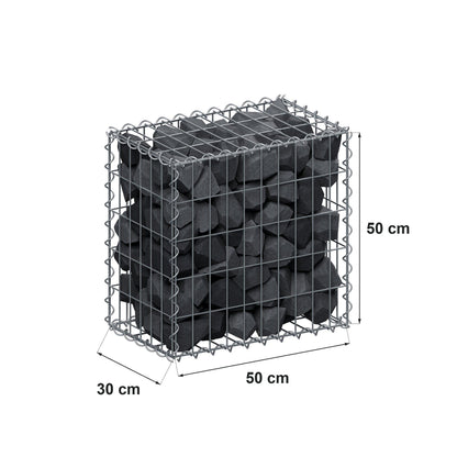 Gabione 50 cm x 50 cm x 30 cm (L x H x T), Maschenweite 5 cm x 10 cm, Spirale