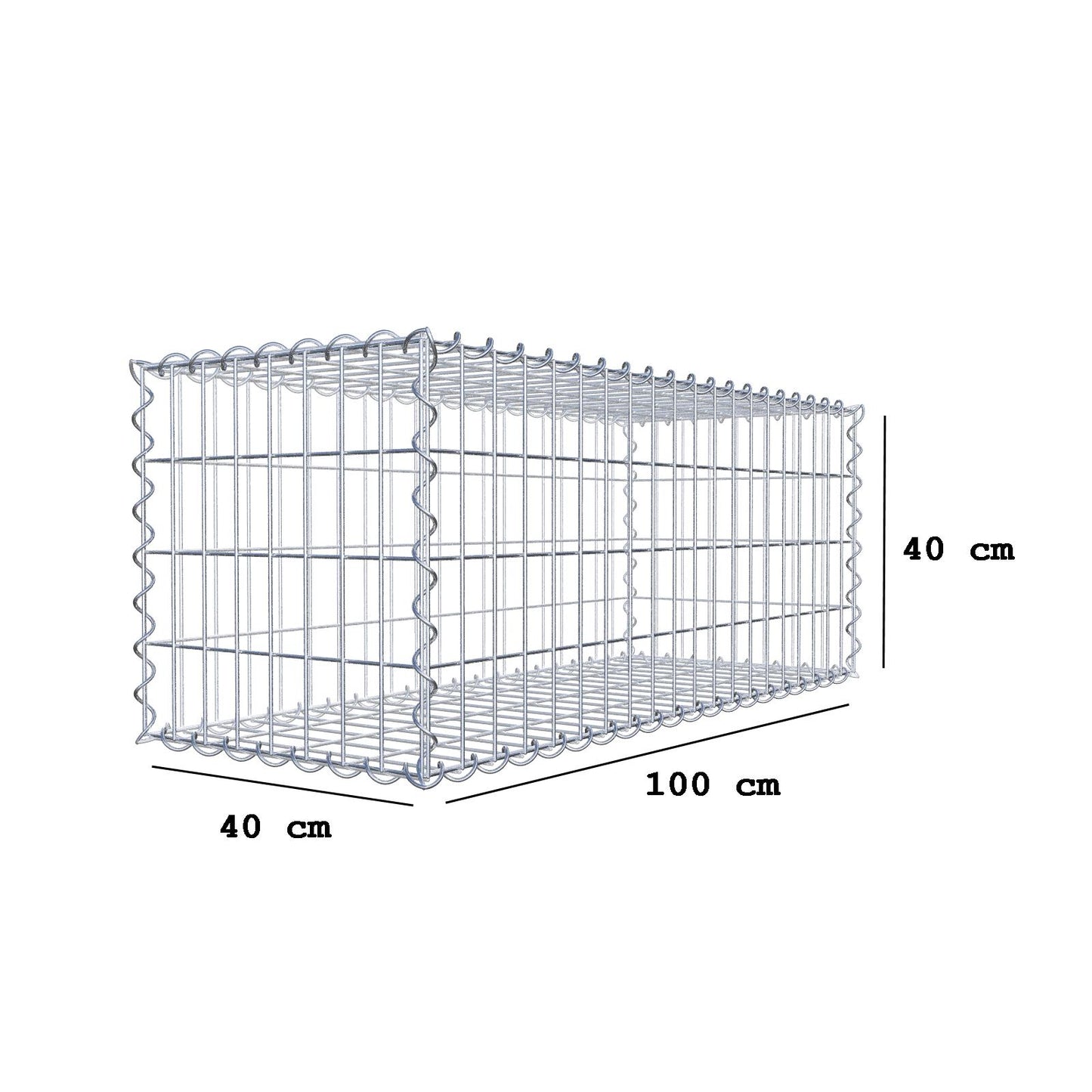 Gabbione 100 cm x 40 cm x 40 cm (L x H x P), maglia 5 cm x 10 cm, spirale