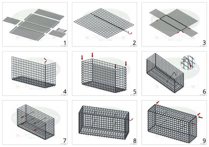 Lot de 2 gabions 100 cm x 100 cm x 20 cm (L x H x P), mailles 5 x 5 cm, spirale