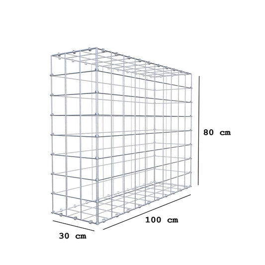 Gabion 100 cm x 80 cm x 30 cm (L x H x D), mesh size 10 x 10 cm, spiral ring