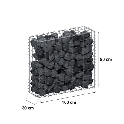 Gabione 100 cm x 90 cm x 30 cm (L x H x T), Maschenweite 10 cm x 10 cm, Spirale