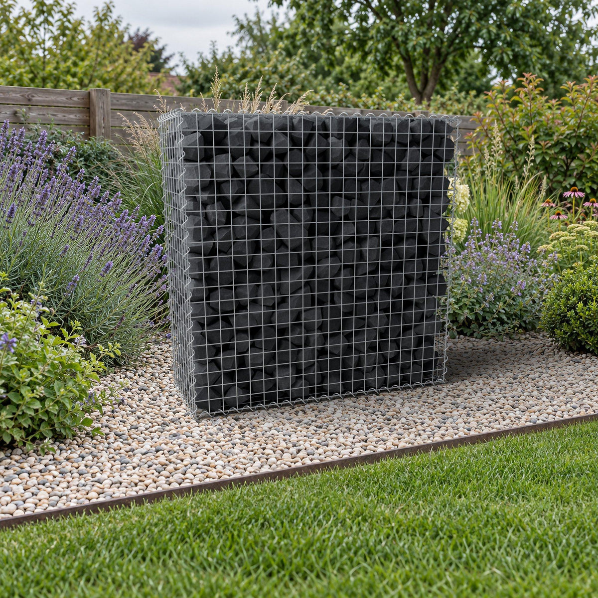 Gabione 100 cm x 100 cm x 40 cm (L x H x T), Maschenweite 5 cm x 5 cm, Spirale