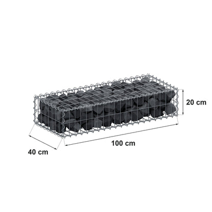 Gabion 100 cm x 20 cm x 40 cm (L x H x P), mailles 5 cm x 10 cm, spirale