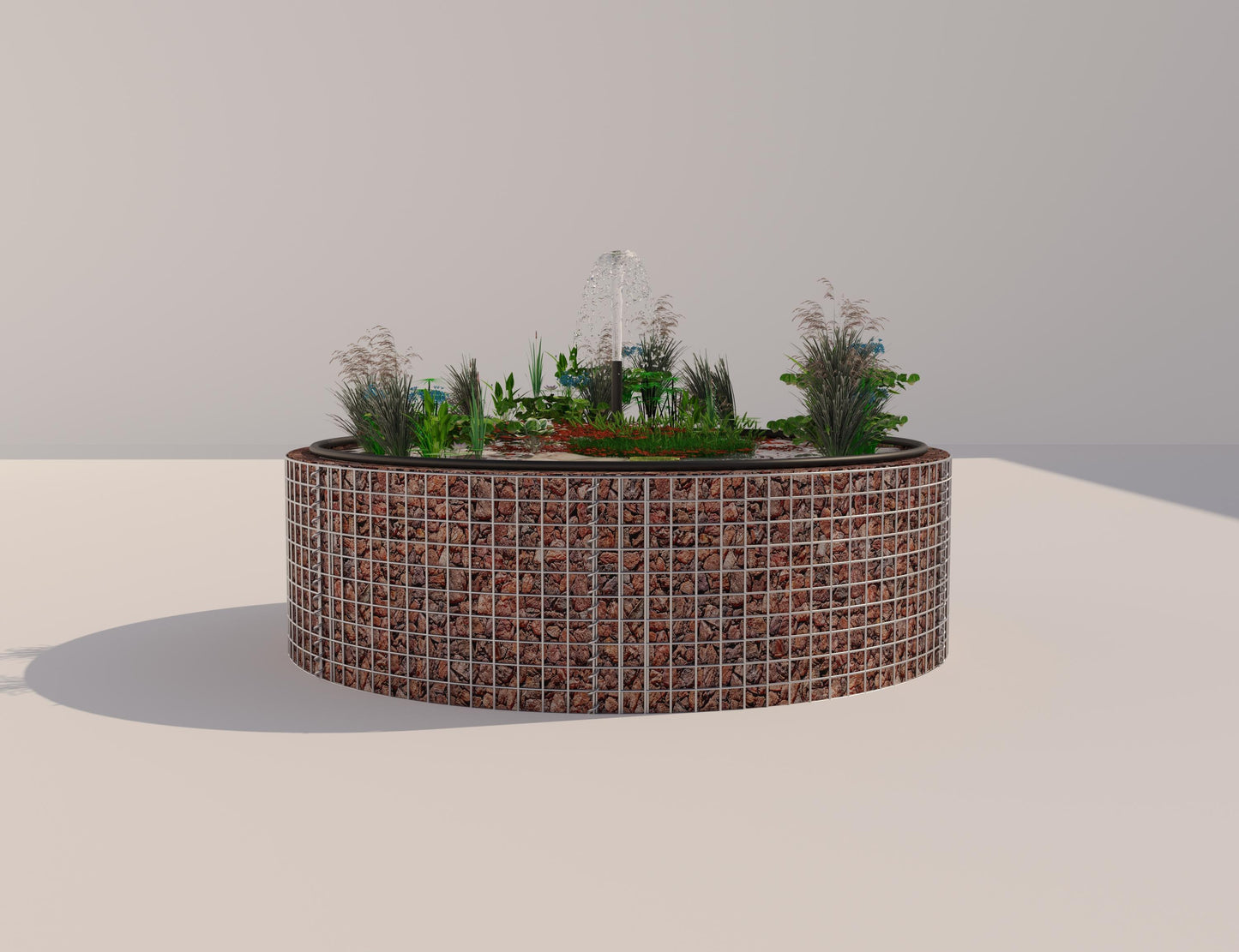 Estanque elevado de gaviones, redondo, diámetro exterior 172 cm, altura 50 cm, malla 5 x 5 cm, espesor de pared 15 cm