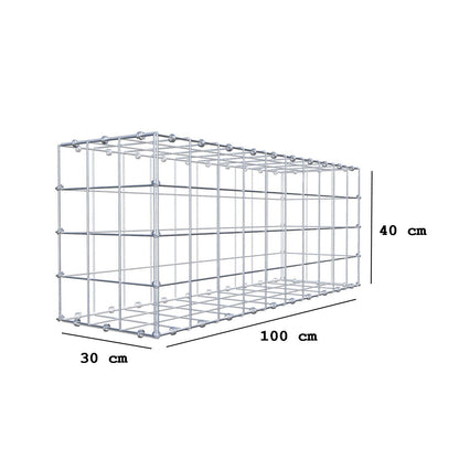 Gabião 100 cm x 40 cm x 30 cm (C x A x P), malhagem 10 x 10 cm, anel espiral