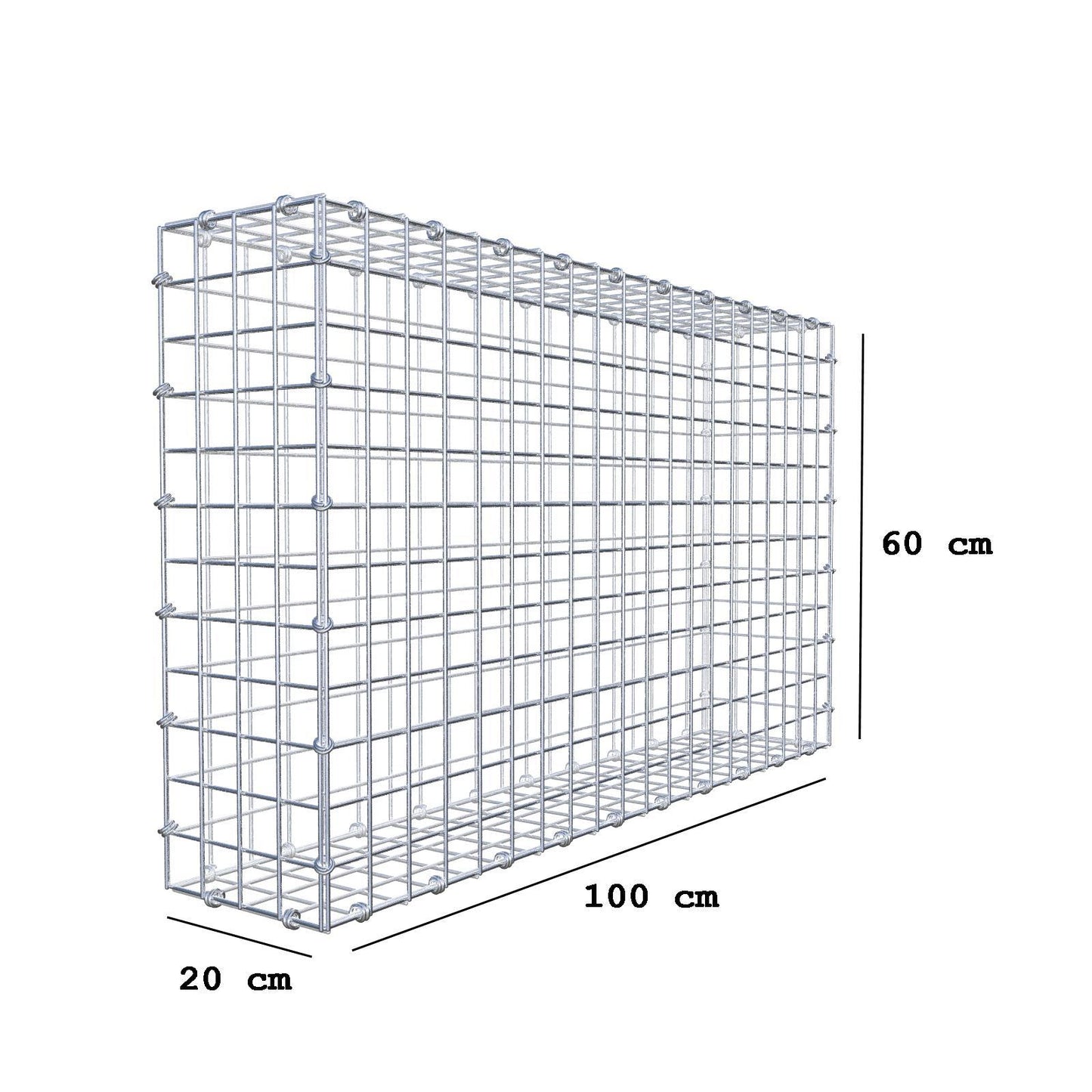 Schanskorf 100 cm x 60 cm x 20 cm (L x H x D), maaswijdte 5 x 5 cm, spiraalring