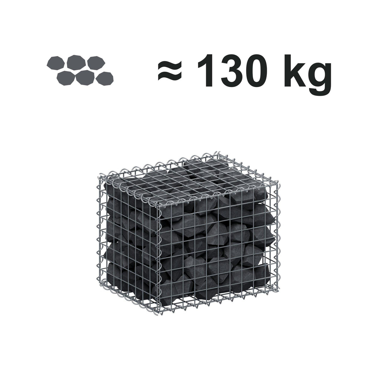 Gabion 50 cm x 40 cm x 40 cm (L x H x P), mailles 5 cm x 5 cm, spirale