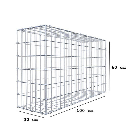 Gabione 100 cm x 60 cm x 30 cm (L x H x T), Maschenweite 5 x 10 cm, Spiralring
