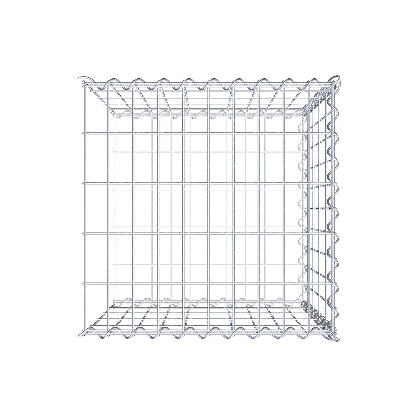 Gabião tipo 2 50 cm x 50 cm x 50 cm (C x A x P), malhagem 5 cm x 10 cm, espiral