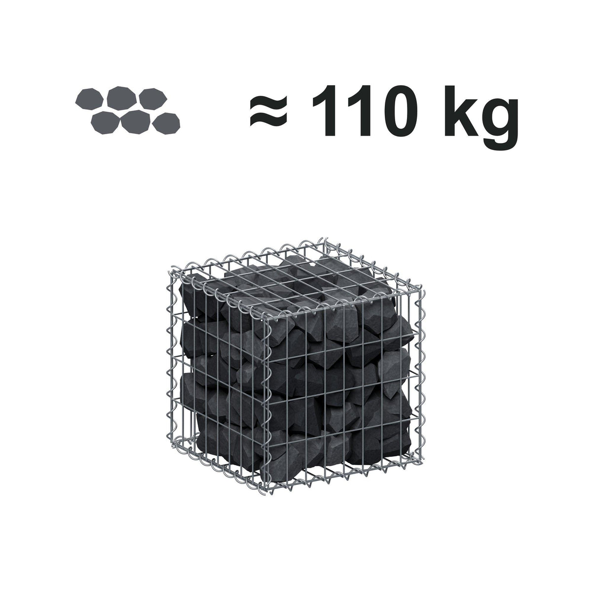 Gabion 40 cm x 40 cm x 40 cm (L x H x D), mesh size 5 cm x 10 cm, spiral