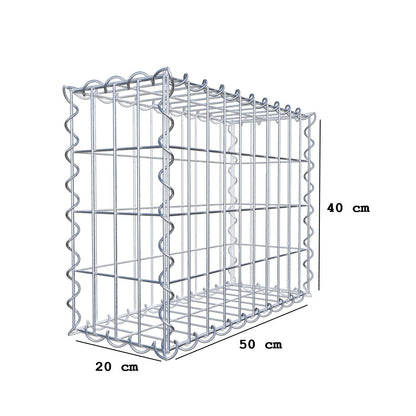 Gabion 50 cm x 40 cm x 20 cm (L x H x D), maskestørrelse 5 cm x 10 cm, spiral