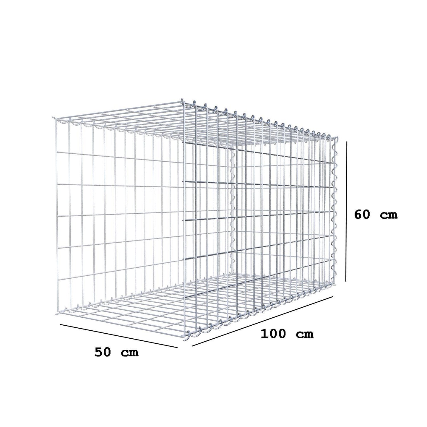 Gabbione aggiuntivo tipo 2 100 cm x 60 cm x 50 cm (L x A x P), maglia 5 cm x 10 cm, spirale