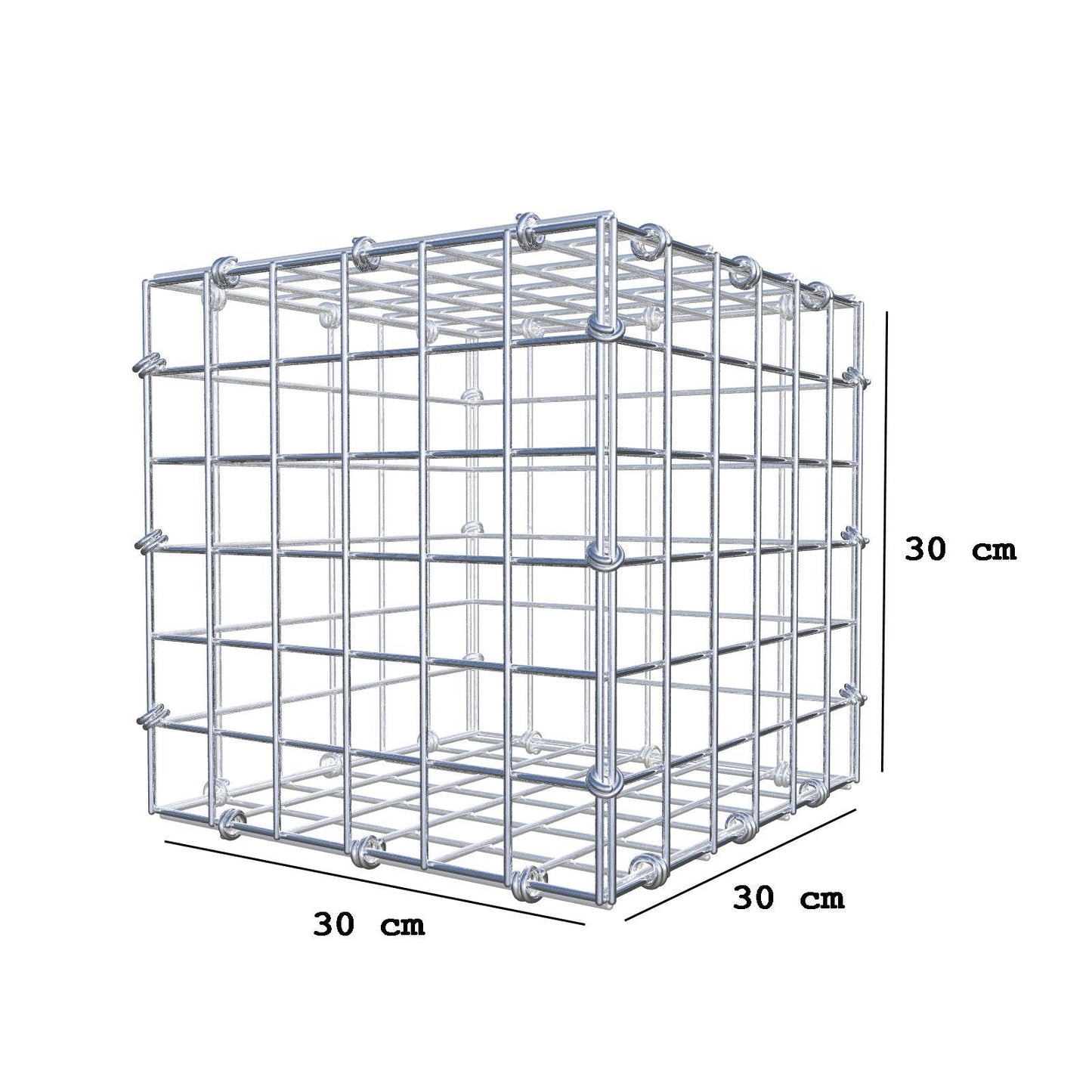 Gabione 30 cm x 30 cm x 30 cm (L x H x T), Maschenweite 5 x 5 cm, Spiralring