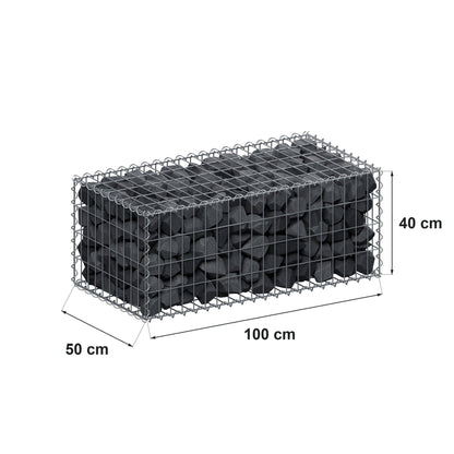 Gabbione 100 cm x 40 cm x 50 cm (L x H x P), maglia 5 cm x 10 cm, spirale