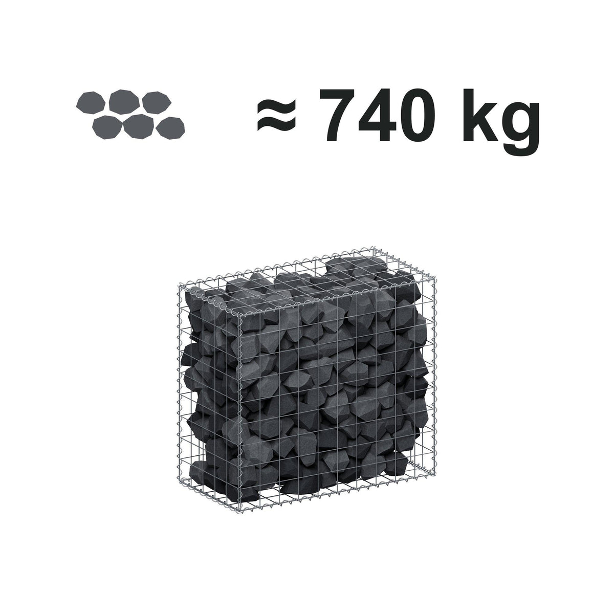 Gabion 100 cm x 90 cm x 50 cm (L x H x D), maskestørrelse 10 cm x 10 cm, spiral