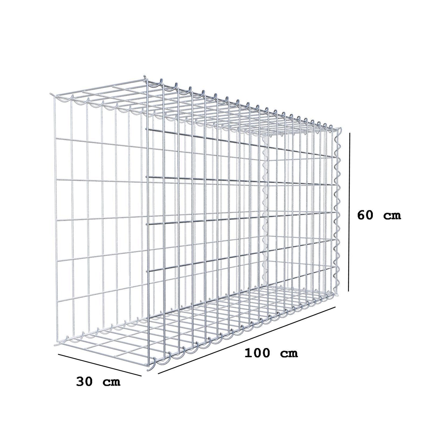 Aangegroeide schanskorf type 2 100 cm x 60 cm x 30 cm (L x H x D), maaswijdte 5 cm x 10 cm, spiraal