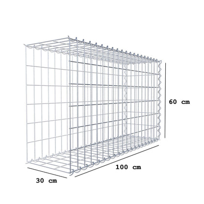 Aangegroeide schanskorf type 2 100 cm x 60 cm x 30 cm (L x H x D), maaswijdte 5 cm x 10 cm, spiraal