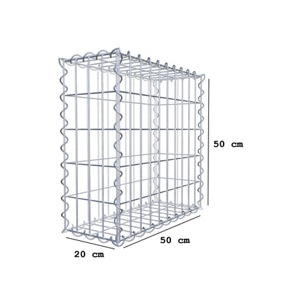 Gabion 50 cm x 50 cm x 20 cm (L x H x D), maskestørrelse 5 cm x 10 cm, spiral