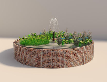 Tanque elevado de gabiões, redondo, diâmetro exterior 502 cm, altura 80 cm, dimensão da malha 5 x 5 cm, espessura da parede 15 cm