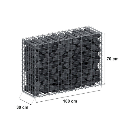 Gabione 100 cm x 70 cm x 30 cm (L x H x T), Maschenweite 5 cm x 5 cm, Spirale