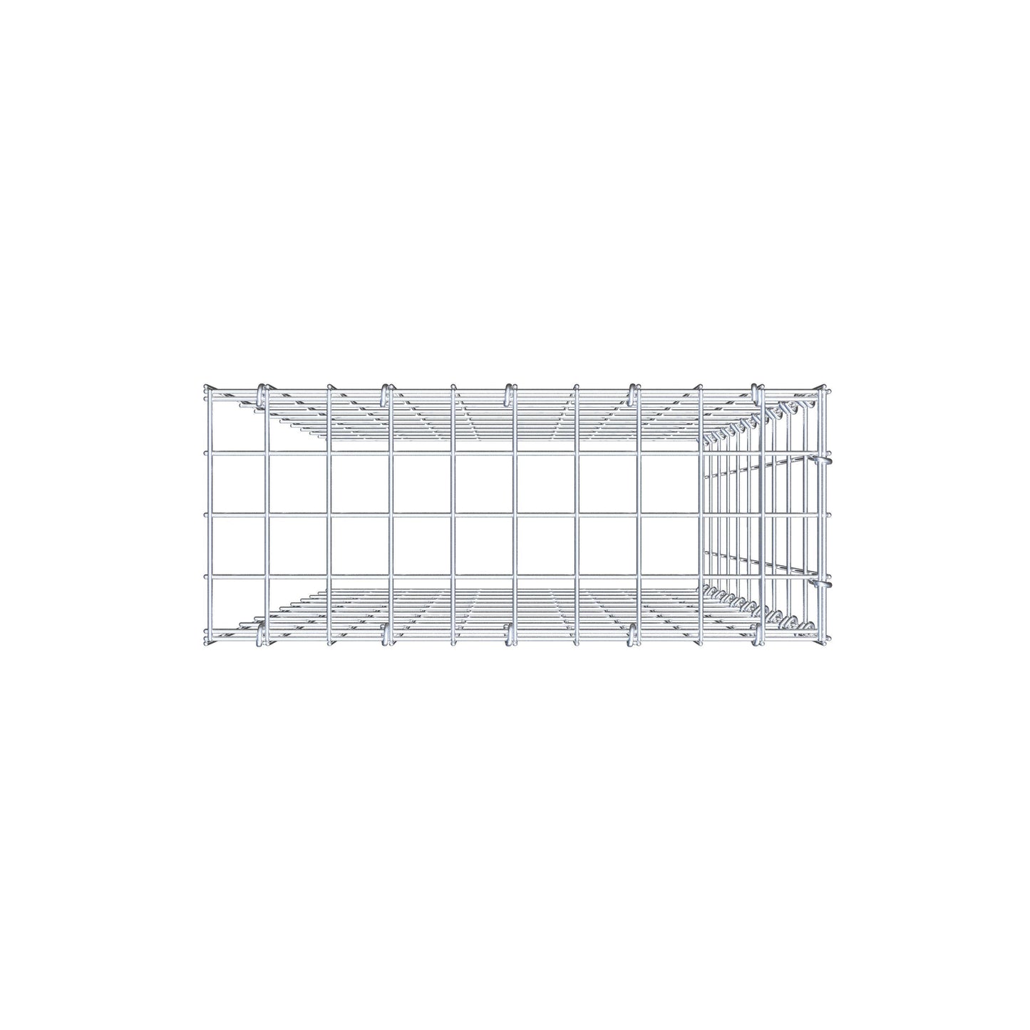 Typ 4 påbyggnadsgabion 100 cm x 50 cm x 20 cm (L x H x D), maskstorlek 5 cm x 10 cm, C-ring