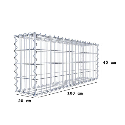 Gabione 100 cm x 40 cm x 20 cm (L x H x T), Maschenweite 5 cm x 10 cm, Spirale