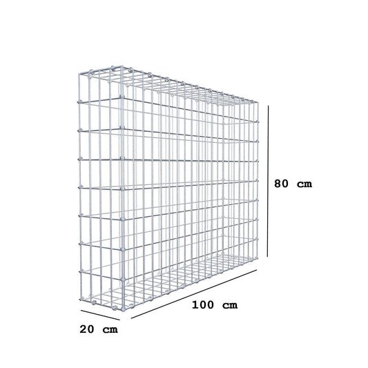 Gabione 100 cm x 80 cm x 20 cm (L x H x T), Maschenweite 5 x 10 cm, Spiralring