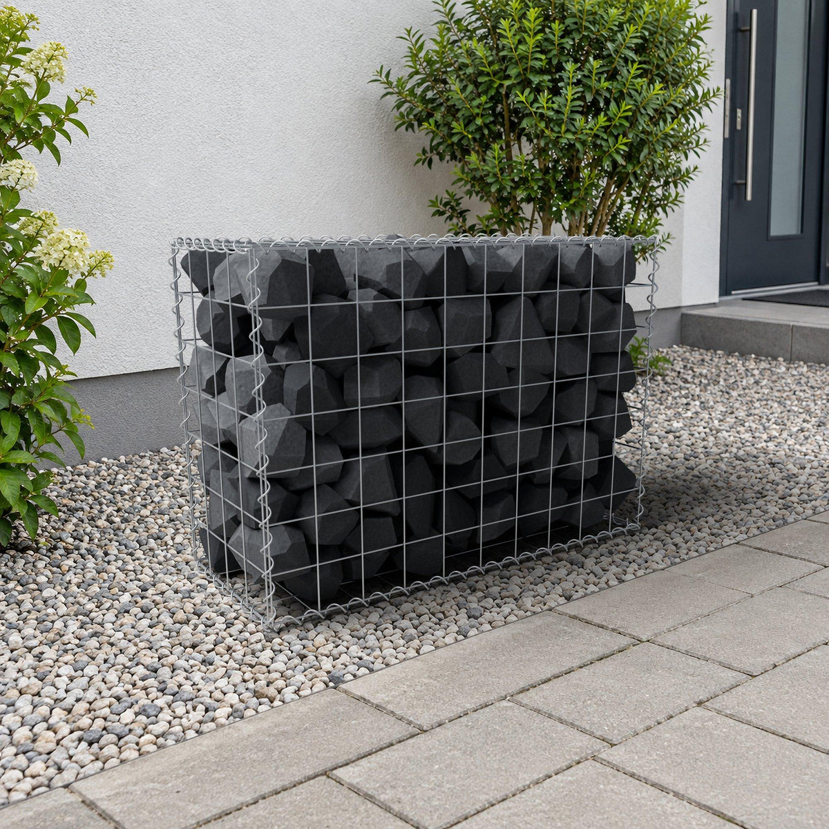 Schanskorf 100 cm x 70 cm x 40 cm (L x H x D), maaswijdte 10 cm x 10 cm, spiraalvormig
