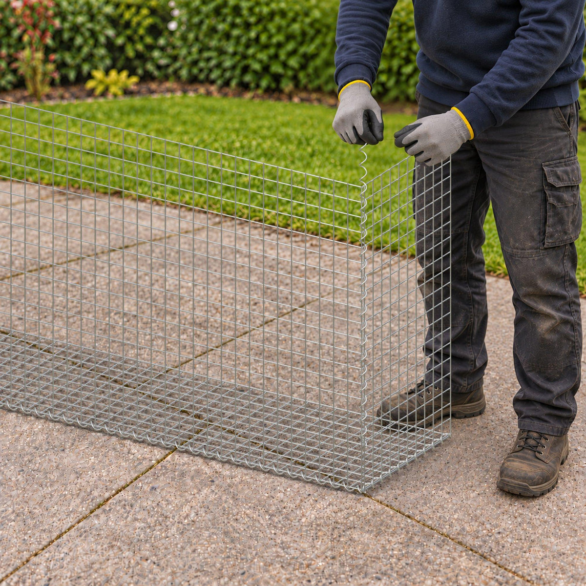 Gabion 200 cm x 100 cm x 50 cm (L x H x D), maskstorlek 5 cm x 5 cm, spiral