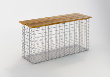 Banco de jardín gavión espiral 105 x 50 x 30 cm -3 TEAK MW 5 x 5 cm