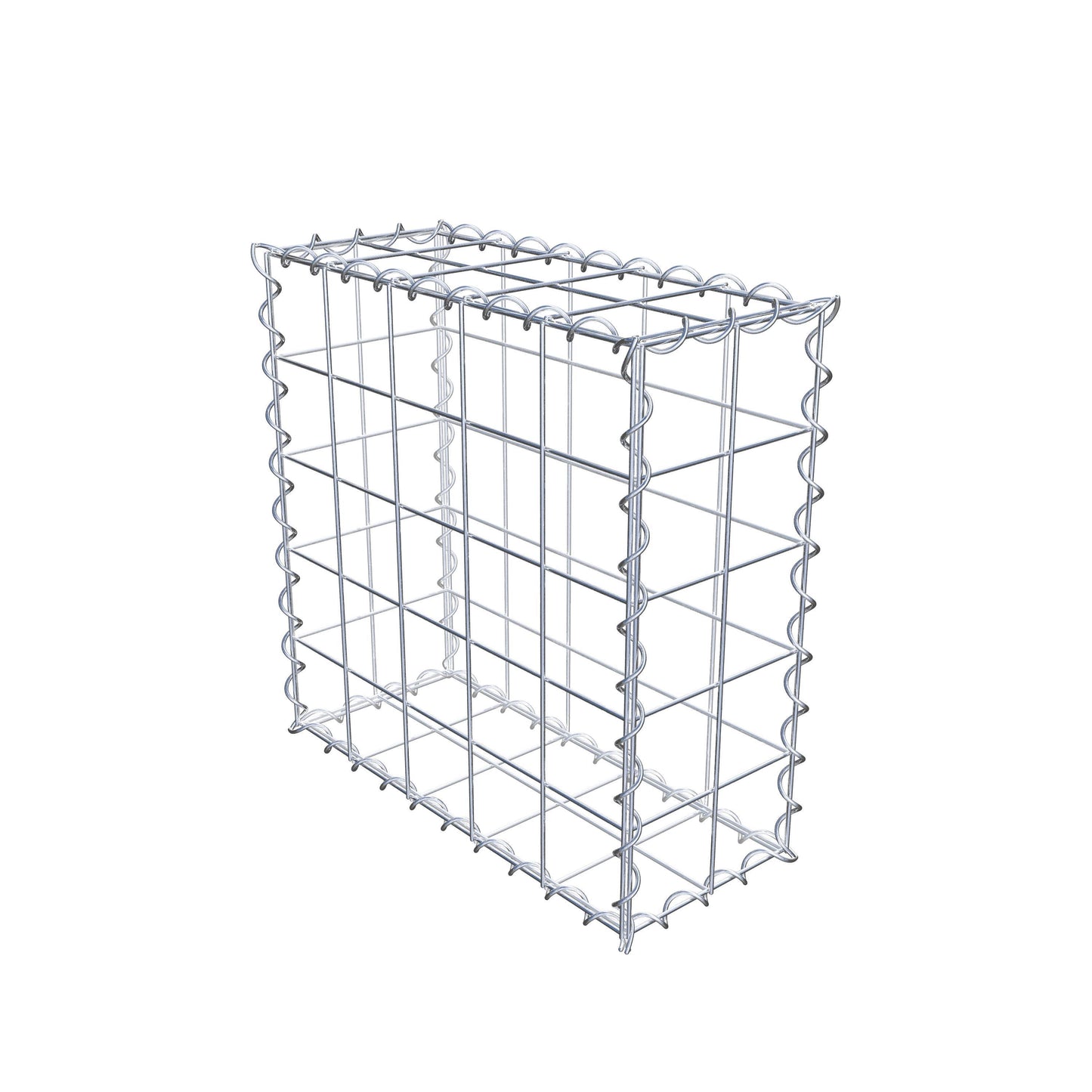 Schanskorf 50 cm x 50 cm x 20 cm (L x H x D), maaswijdte 10 cm x 10 cm, spiraalvormig