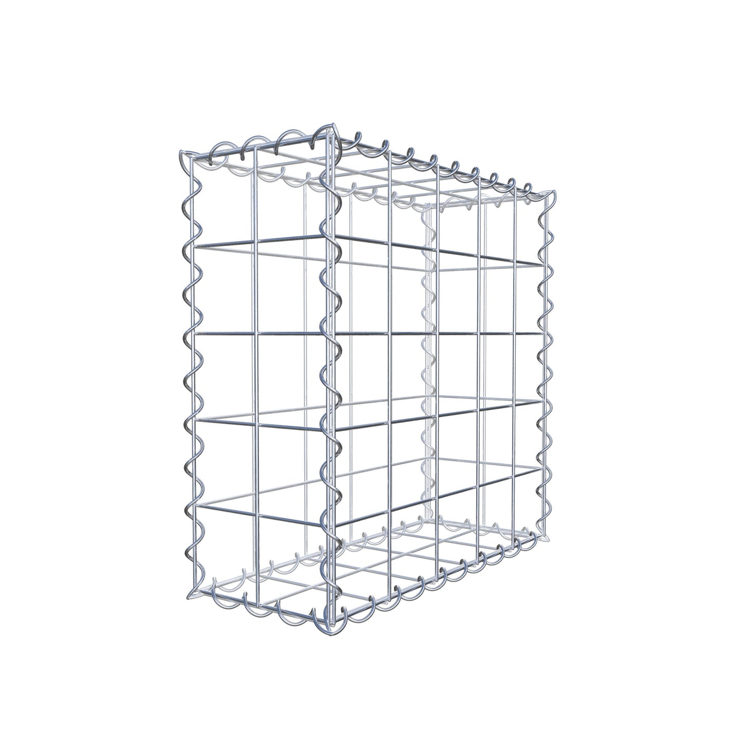 Schanskorf 50 cm x 50 cm x 20 cm (L x H x D), maaswijdte 10 cm x 10 cm, spiraalvormig