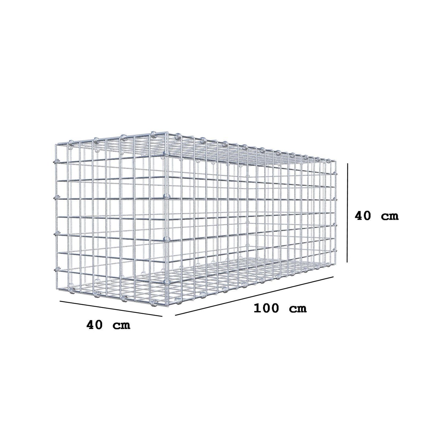 Gabbione 100 cm x 40 cm x 40 cm (L x H x P), maglia 5 x 5 cm, anello a spirale