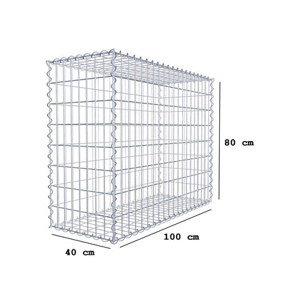 Gabione 100 cm x 80 cm x 40 cm (L x H x T), Maschenweite 5 cm x 10 cm, Spirale