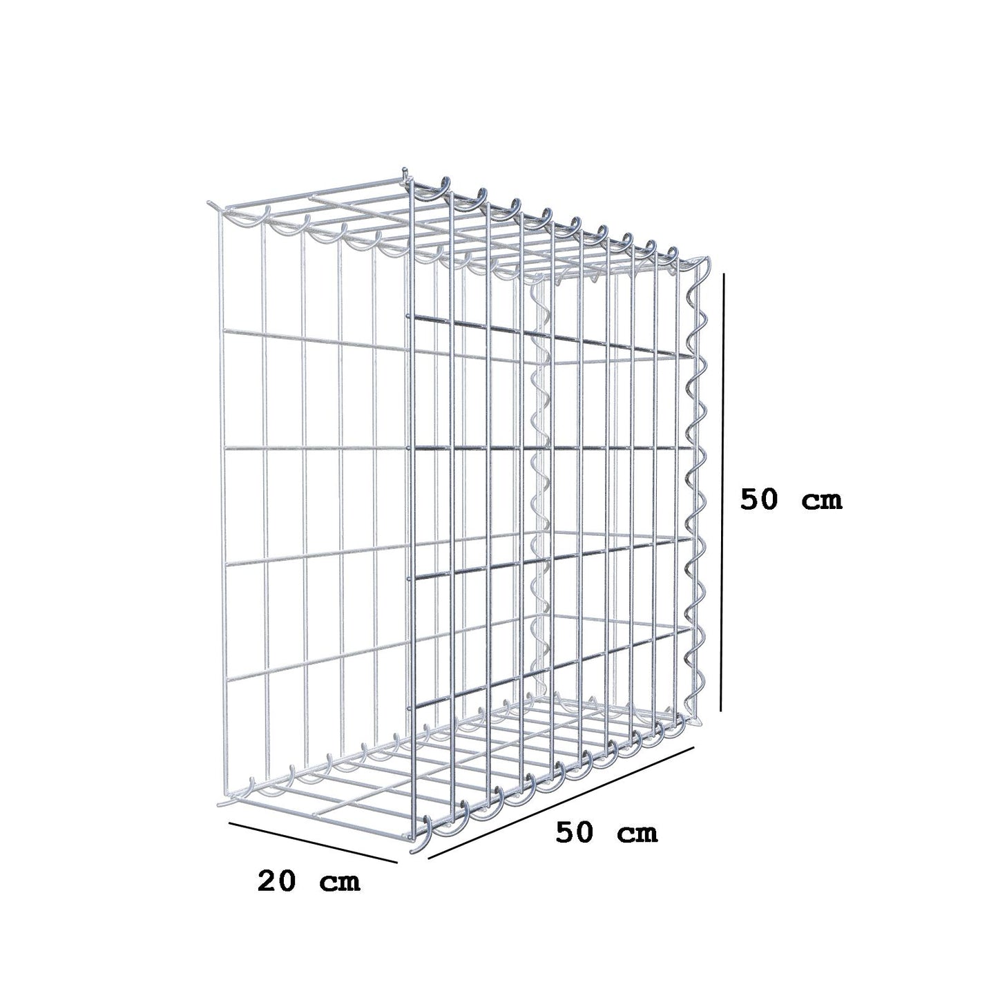 Påväxt gabion typ 2 50 cm x 50 cm x 20 cm (L x H x D), maskstorlek 5 cm x 10 cm, spiral