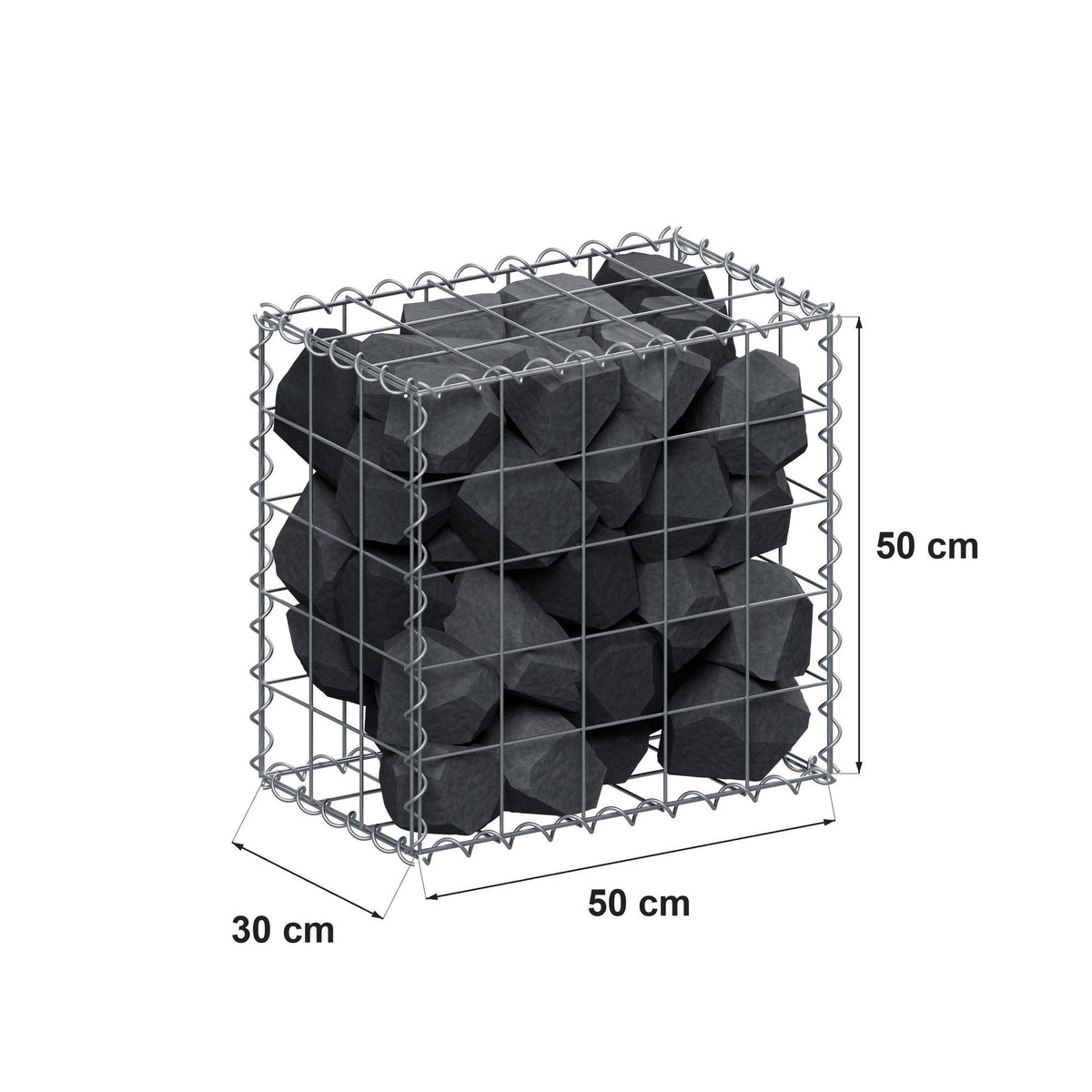 Gabion 50 cm x 50 cm x 30 cm (L x H x P), mailles 10 cm x 10 cm, spirale