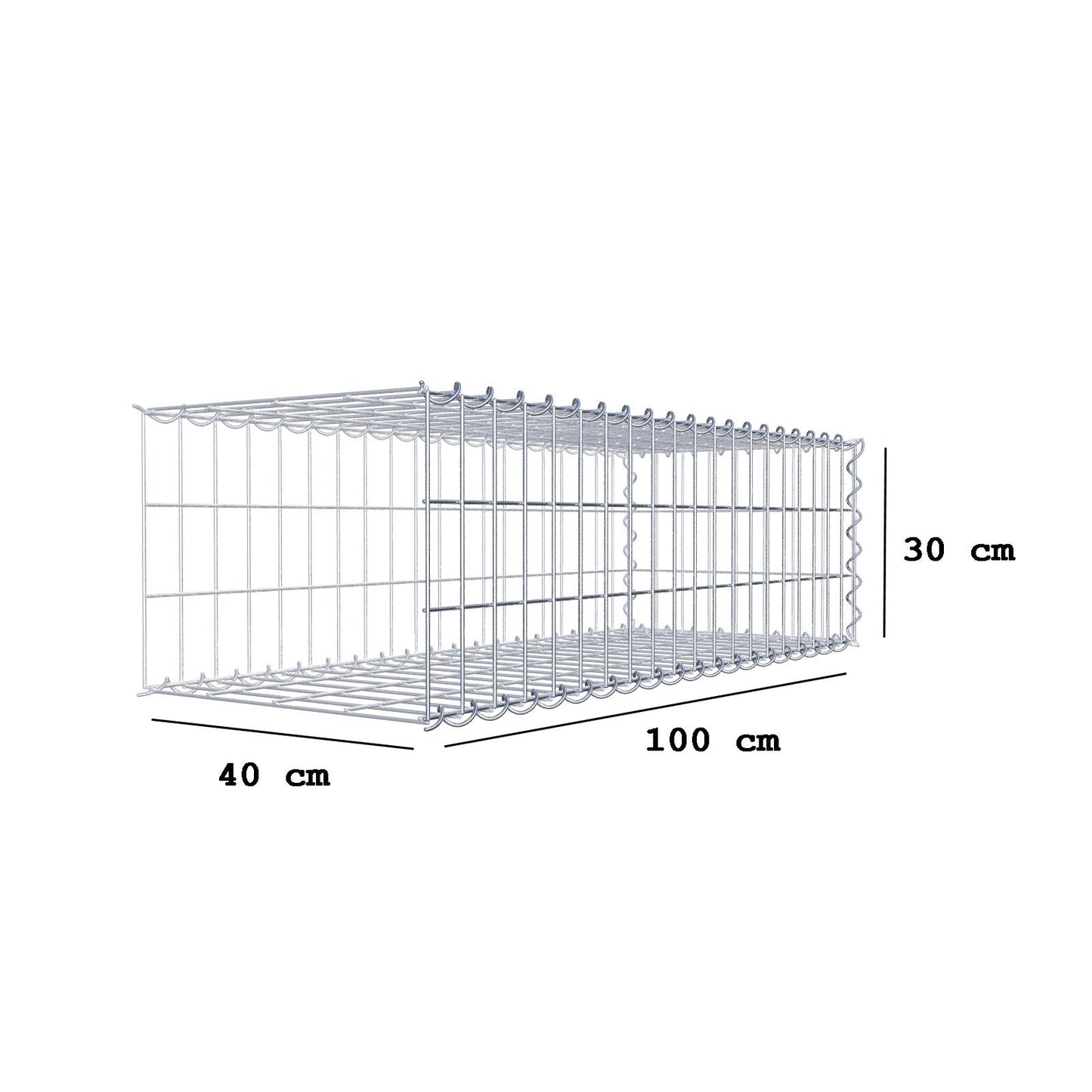 Anbaugabione Typ 2 100 cm x 30 cm x 40 cm (L x H x T), Maschenweite 5 cm x 10 cm, Spirale
