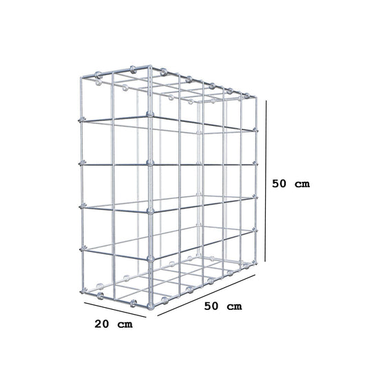 Gabion 50 cm x 50 cm x 20 cm (L x H x D), mesh size 10 x 10 cm, spiral ring