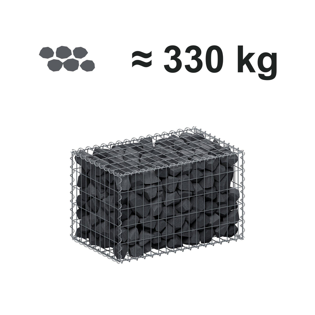 Gabion 80 cm x 50 cm x 50 cm (L x H x D), mesh size 5 cm x 10 cm, spiral
