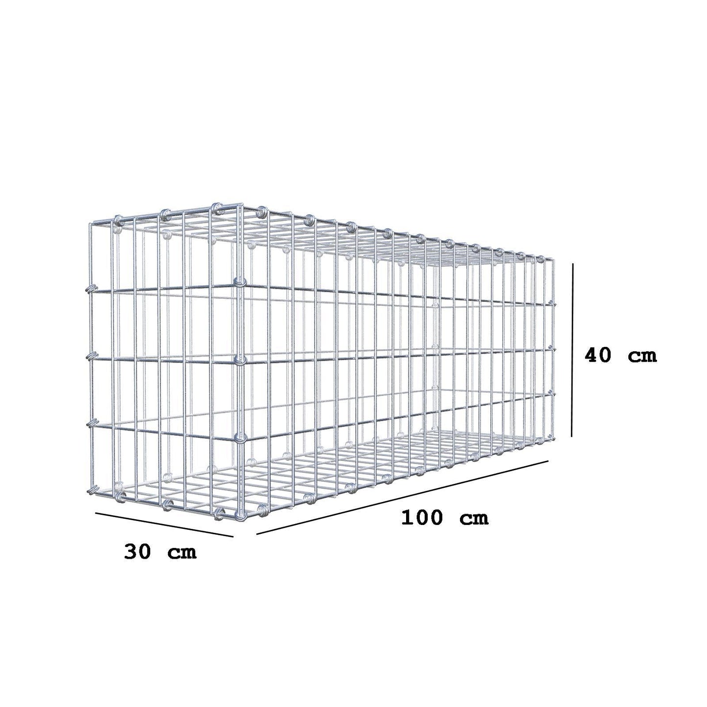 Gabione 100 cm x 40 cm x 30 cm (L x H x T), Maschenweite 5 x 10 cm, Spiralring
